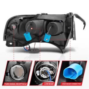 Dodge Ram 1500 94-01 / Ram 2500/3500 94-02 /Ram Sport Model 94-98 Projector Headlights Chrome W/ Rx Halo - Image 4