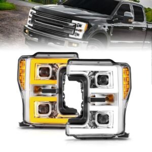 Ford F-250/F350/F450 17-19 Full Led Projector Switchback Plank Headlights Chrome - Image 1