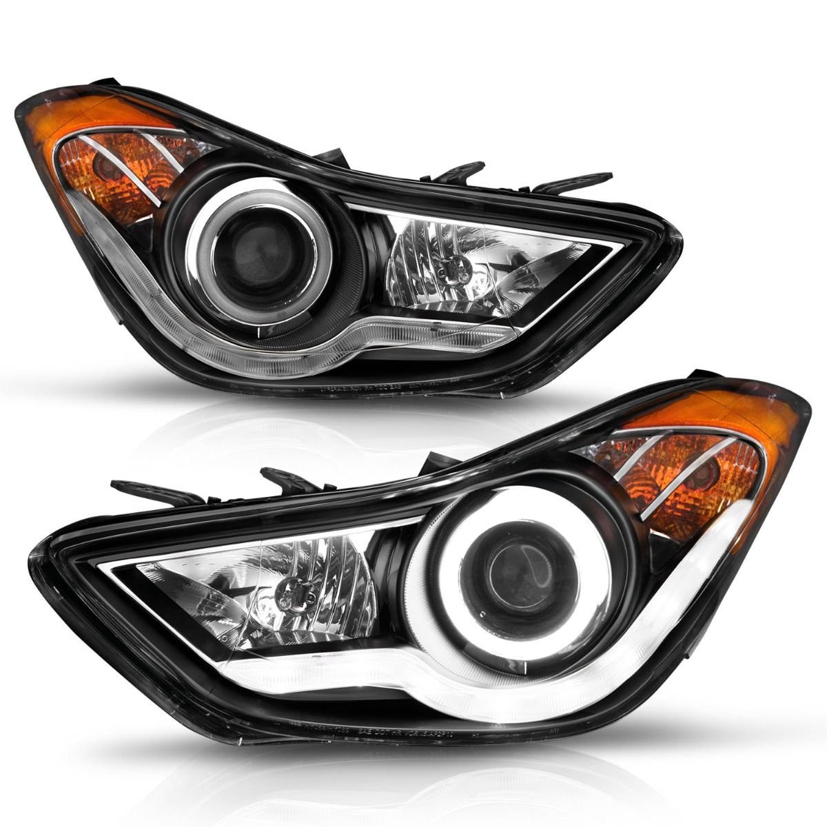 Hyundai Elantra 11-13 Projector Headlights Black W/ RX Halo - Image 5