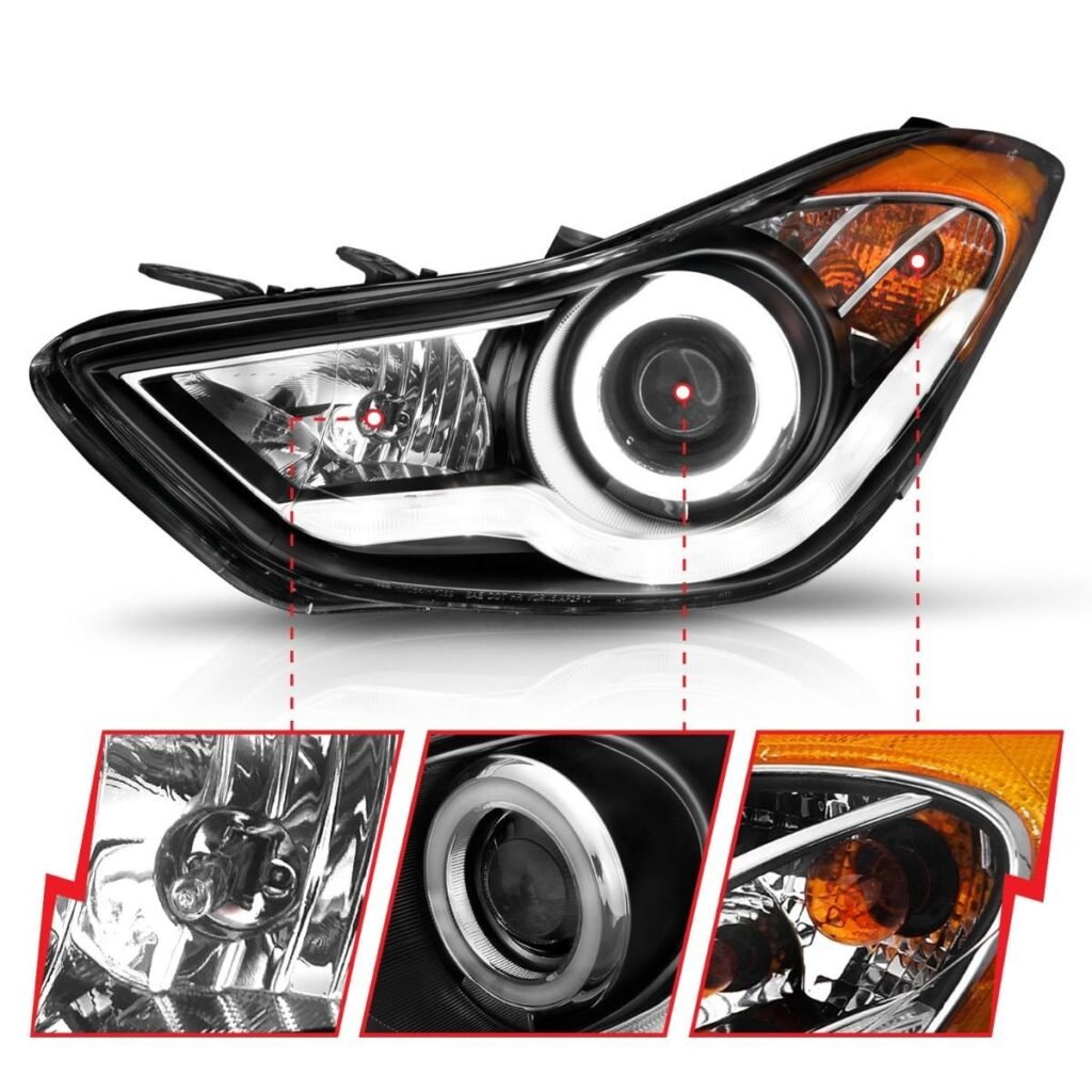 Hyundai Elantra 11-13 Projector Headlights Black W/ RX Halo
