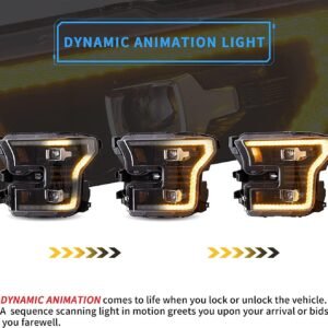 VLAND Full LED Headlights For Ford F150 13th Gen Pickup 2015-2017 With Amber DRL - Image 4