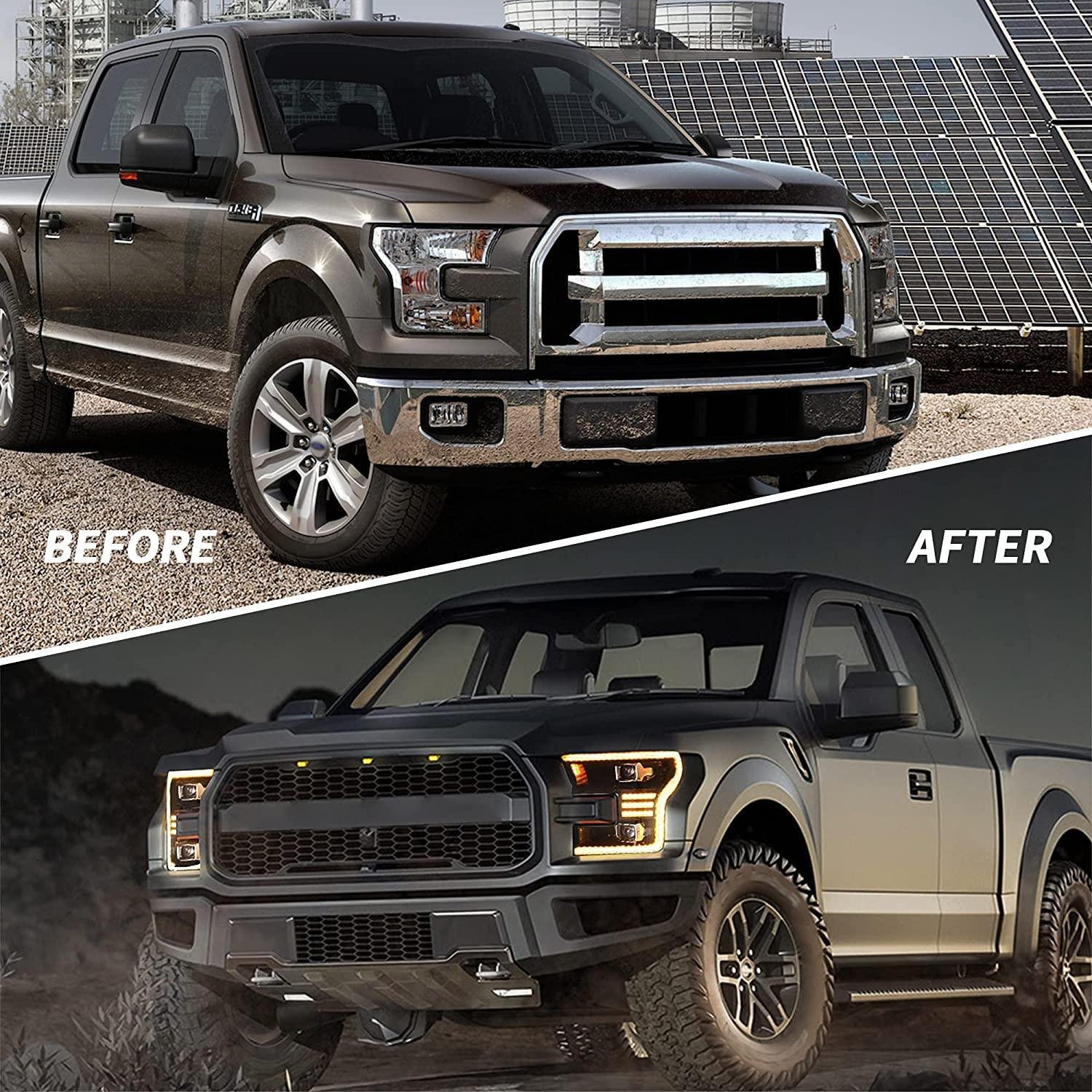 VLAND Full LED Headlights For Ford F150 13th Gen Pickup 2015-2017 With Amber DRL - Image 5
