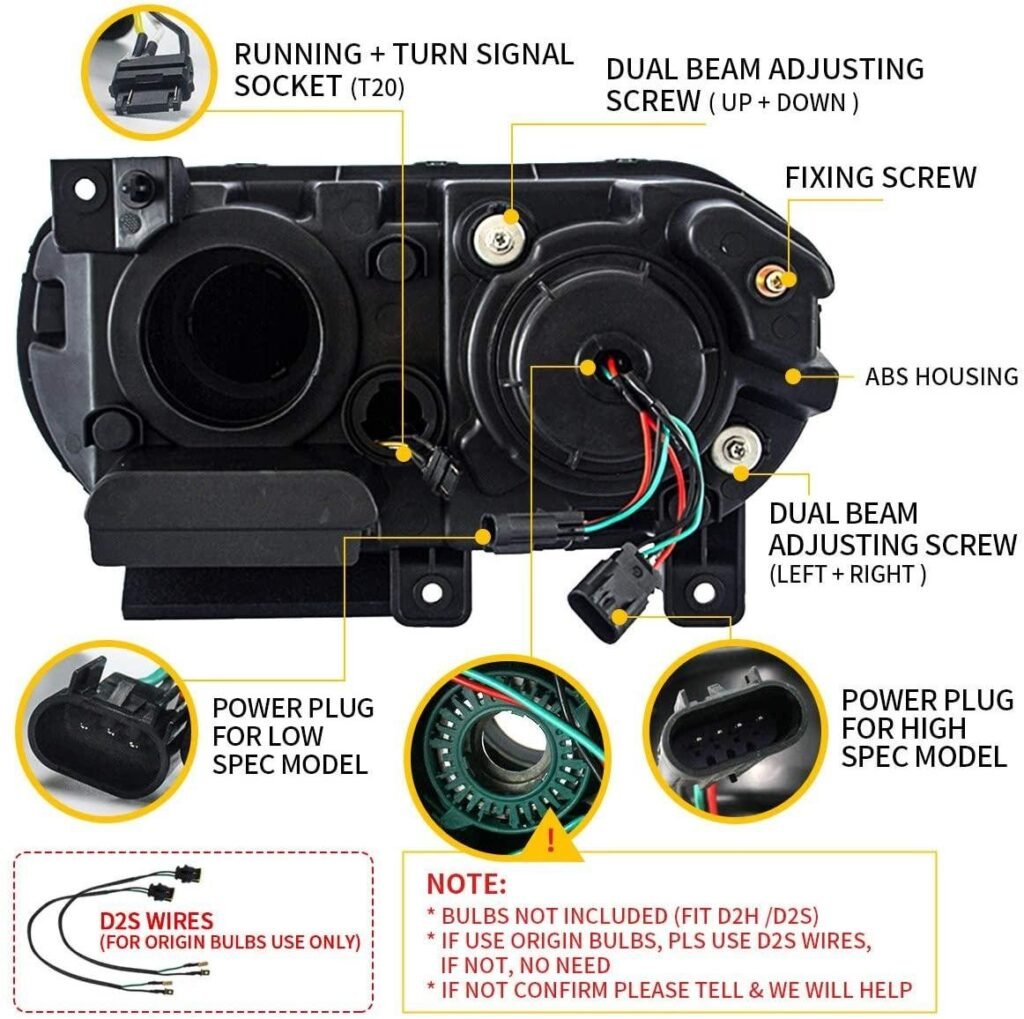 VLAND LED Halo Headlights For Dodge Challenger 2008-2014 Dual Beam DRL(White) With Sequential Turn Signals