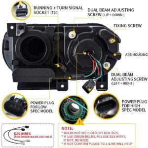 VLAND LED Halo Headlights For Dodge Challenger 2008-2014 Dual Beam DRL(White) With Sequential Turn Signals - Image 6