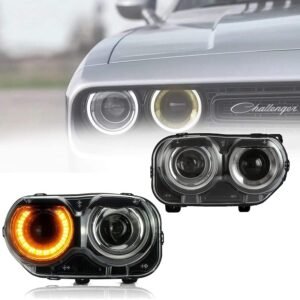 VLAND LED Halo Headlights For Dodge Challenger 2015-2020 With Sequential Turn Signals - Image 4