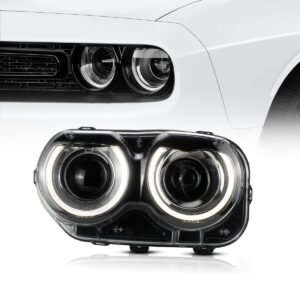 VLAND LED Halo Headlights For Dodge Challenger 2015-2020 With Sequential Turn Signals - Image 3