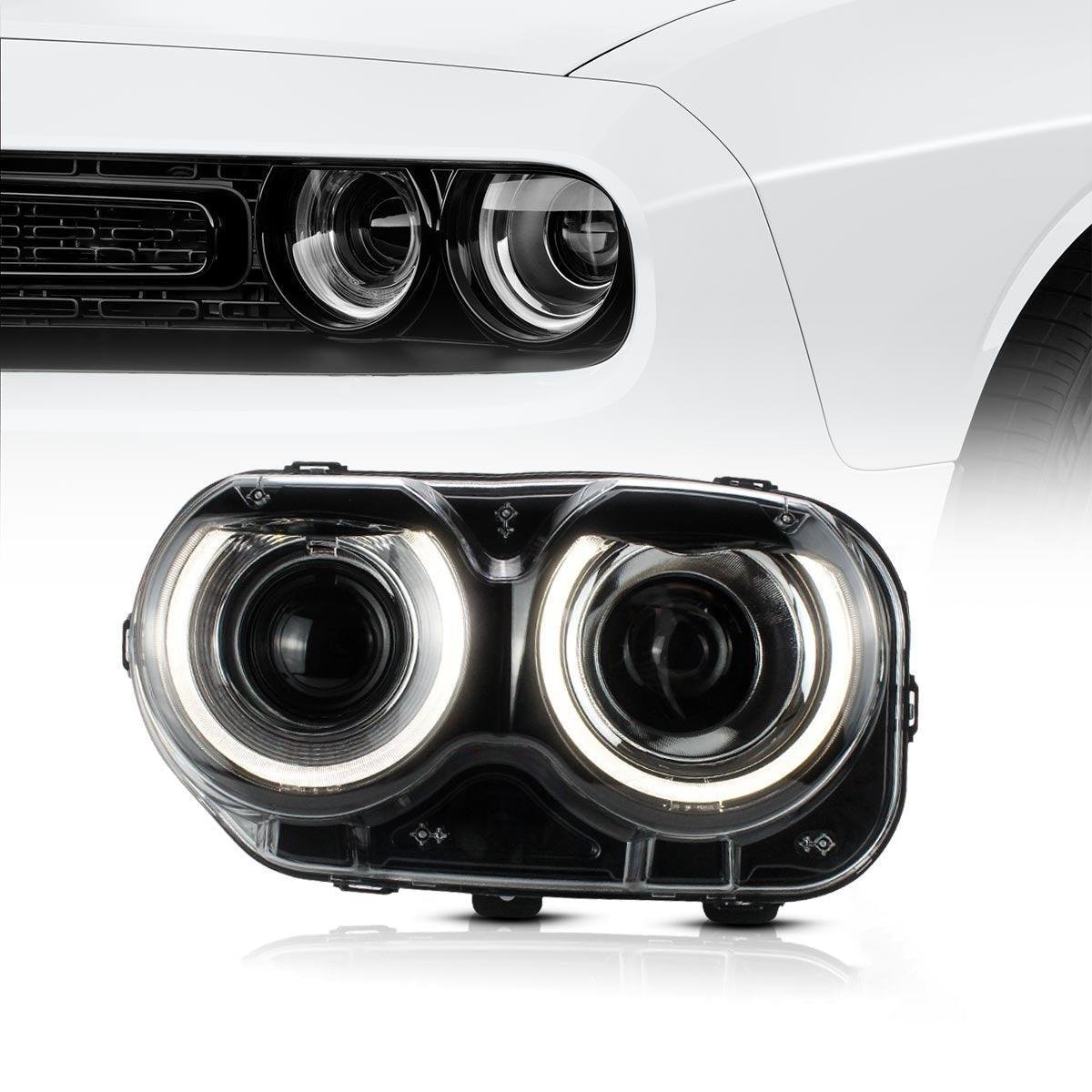 VLAND LED Halo Headlights For Dodge Challenger 2015-2020 With Sequential Turn Signals - Image 3