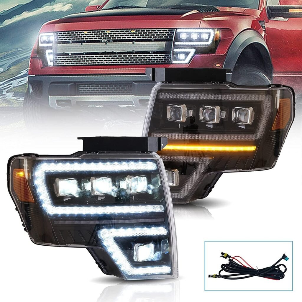 VLAND LED Projector Headlights For Ford F150 Pickup 2009-2014 With DRL [DOT. SAE.]