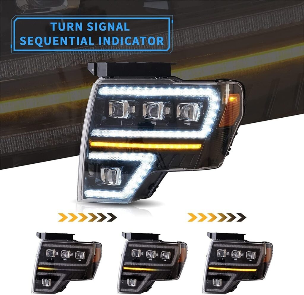 VLAND LED Projector Headlights For Ford F150 Pickup 2009-2014 With DRL [DOT. SAE.]