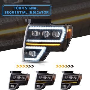 VLAND LED Projector Headlights For Ford F150 Pickup 2009-2014 With DRL [DOT. SAE.] - Image 3