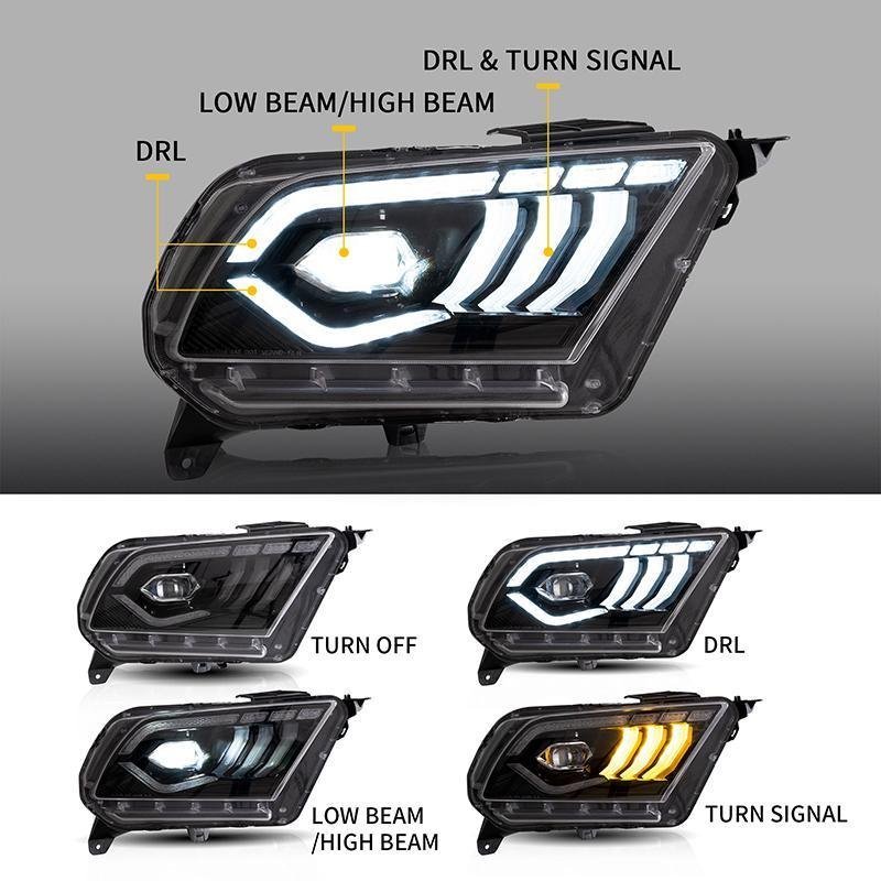 VLAND LED Projector Headlights For Ford Mustang 2010-2014 [SAE. DOT.]