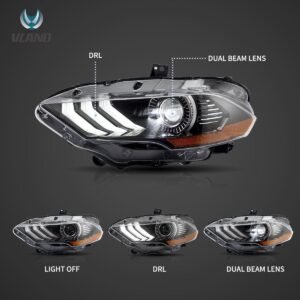 VLAND LED & RGB Projector Headlights For Ford Mustang GT and EcoBoost Models 2018-2022 - Image 6