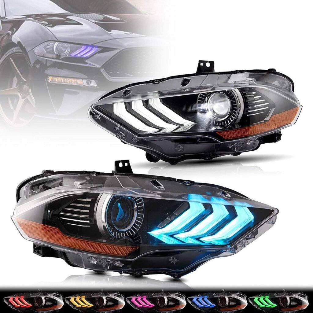 VLAND LED & RGB Projector Headlights For Ford Mustang GT and EcoBoost Models 2018-2022