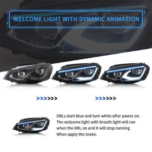 VLAND LED Projector Headlights For Volkswagen(VW) Golf MK7 2014-2017 With Sequential indicator Turn Signals (MK8 Style) - Image 7