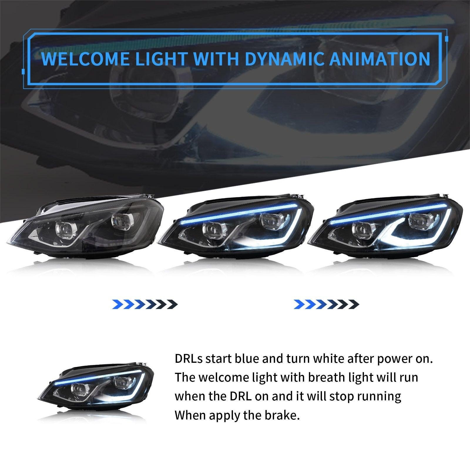 VLAND LED Projector Headlights For Volkswagen(VW) Golf MK7 2014-2017 With Sequential indicator Turn Signals (MK8 Style) - Image 7