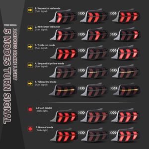 VLAND LED Tail Lights For Ford Mustang 2010 2011 2012 with 7 Lighting Modes [DOT.] - Image 7
