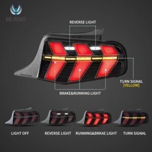 VLAND LED Tail Lights For Ford Mustang 2010 2011 2012 with 7 Lighting Modes [DOT.] - Image 9