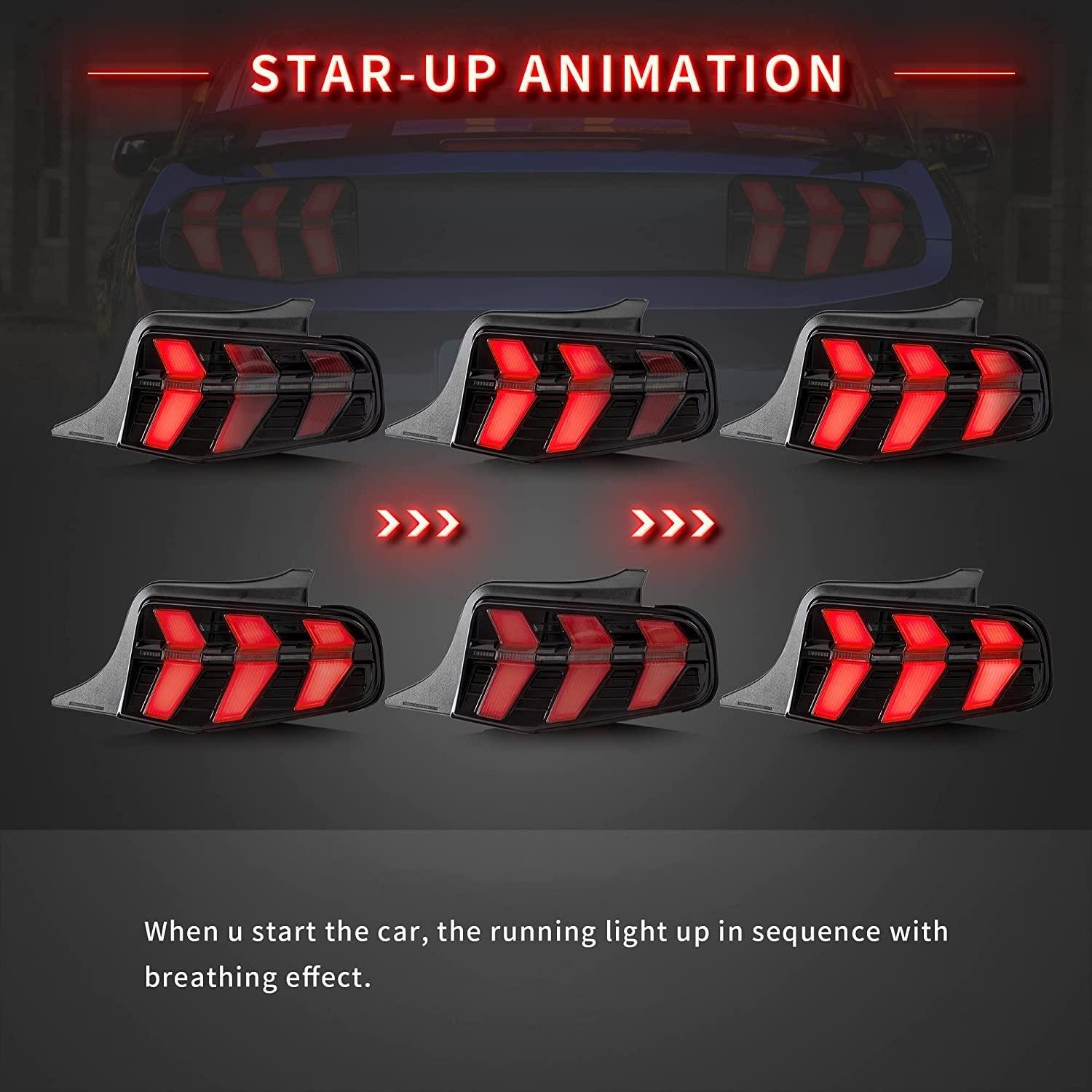 VLAND LED Tail Lights For Ford Mustang 2010 2011 2012 with 7 Lighting Modes [DOT.] - Image 8
