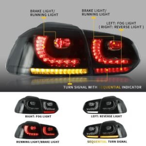 VLAND LED Tail lights For Volkswagen (VW) Golf 6 MK6 (TSI GTI R TDI GTD LPG) 2008-2014 With Sequential indicators[E-MARK] - Image 4