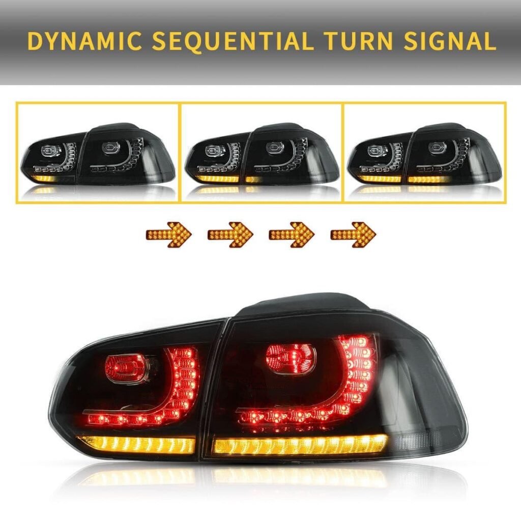 VLAND LED Tail lights For Volkswagen (VW) Golf 6 MK6 (TSI GTI R TDI GTD LPG) 2008-2014 With Sequential indicators[E-MARK]