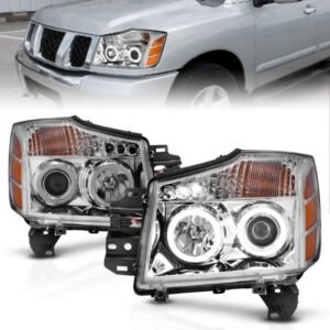 Nissan Armada 04-07 / Titan 04-15 Projector Headlights Chrome W/ Rx Halo - Image 1