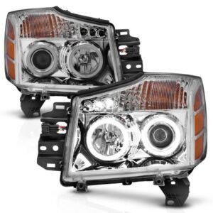 Nissan Armada 04-07 / Titan 04-15 Projector Headlights Chrome W/ Rx Halo - Image 2