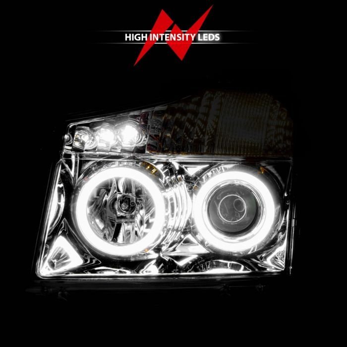 Nissan Armada 04-07 / Titan 04-15 Projector Headlights Chrome W/ Rx Halo