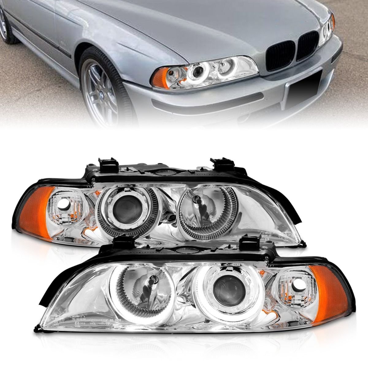 BMW 5 Series E39 97-01 Projector Headlights Chrome - Image 2