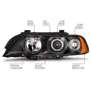 BMW 5 Series E39 97-01 Projector Headlights Black - Image 3