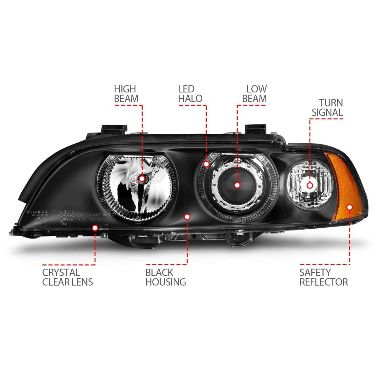 BMW 5 Series E39 97-01 Projector Headlights Black - Image 3