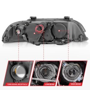 BMW 5 Series E39 97-01 Projector Headlights Black - Image 4